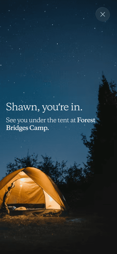 Camping registration confirmation