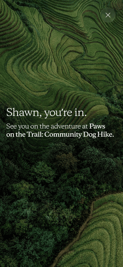 Hiking & Activity registration confirmation