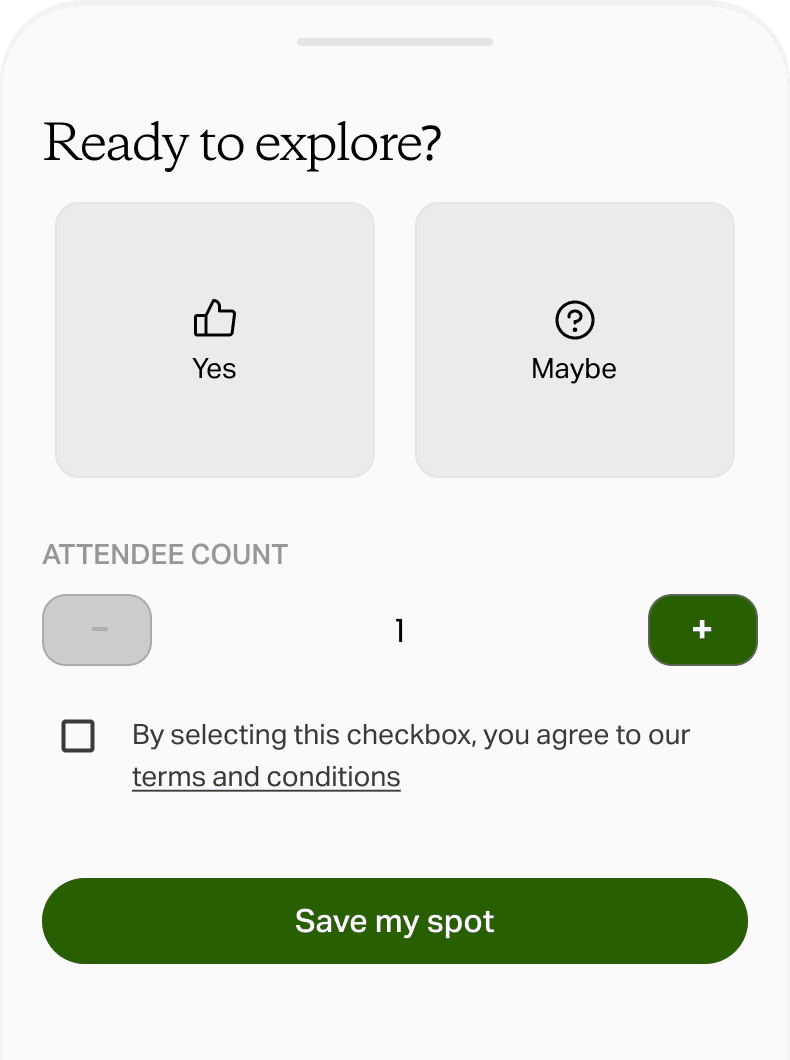 Ready to explore? Event RSVP copy